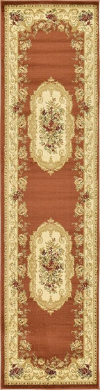 Unique Loom Versailles Collection Traditional Classic Floral Motif Area Rug (2' 7 x 10' 0 Runner, Terracotta/ Ivory)