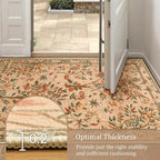 Morebes Washable Area Rugs 8x10, Boho Floral Living Room Carpet Non Slip, Soft Low-Pile Flower Birds Indoor Floor Throw Rug for Dining Room Home Office Playroom Foyer, Brown