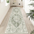 LIVEBOX Sage Green Runner Rug Non-Slip 2.5x8 - Oriental Bedroom Rugs Long Hallway Rugs for Home Decor, Low-Pile Vintage Carpet for Bathroom, Non-Slip Soft Carpet Throw Rug for Laundry Room