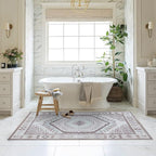 Fame Living Washable Area Rug. Modern Farmhouse. Vintage. Turkish. Bohemian. Distressed. Oriental. Traditional. Rugs for Living Room. Dining. Bedroom. Office. Entryway. Foyer. (856BrC, 9'5" x 14')