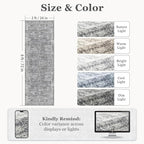 Grey 2x6 Runner Rug for Hallways Entryway, Vintage Neutral Kitchen Bathroom Runner 6ft, Non Slip Washable Low Pile Thin Carpet Runner for Mudroom/Laundry Room/Bedroom Bedside