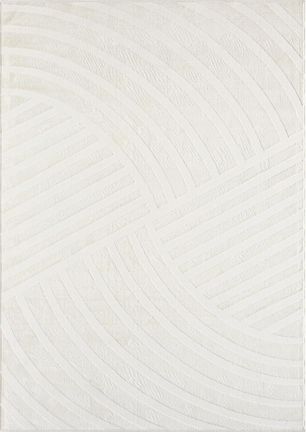 Abani Zen 8' x 10' Cream Rug – Neutral Modern Linear Pattern, Large Soft Area Rug for Living Room & Bedroom, Durable & Easy to Clean