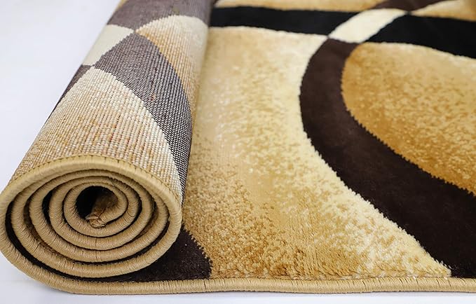 GLORY RUGS Modern Large Area Rug 8x10 Brown Swirls Carpet Bedroom Living Room Contemporary Dining Accent Sevilla Collection 4816 (8x10, Brown)