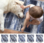 Modern Abstract Runner Rug 2x6, Navy Blue Washable Kitchen Runner Non-Slip Soft Hallway Rug Runner Thin Print Faux Wool Carpet for Entryway Bedroom Laundry Room Indoor Home Decor