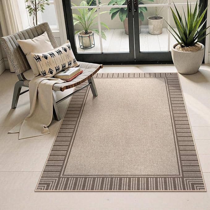 OJIA Easy Jute Entryway Rug 3x5 Washable Rugs for Kitchen, Farmhouse Outdoor Patio Rug Living Room Carpet, Modern Non-Slip Front Door Mat Indoor Entrance Entry Rug for Porch Office Decor