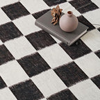 EVERGRACE Checkered Plaid Area Rug 9x12, Soft Fuzzy Faux Wool Rugs Washable Anti Slip Rugs Large Rug Carpet for Entryway Bedroom Living Room Hallway Kitchen and Laundry Room, Black and White