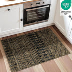 2x3 Machine Washable Area Rug for Entryway, Brown Black Vintage Moroccan Rug Non-Slip Low Pile Soft Faux Wool Small Carpet, Kids and Pets Friendly for Bedroom Kitchen Hallway Bedside Home Decor Rug
