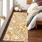 Lahome Floral Runners Rugs for Hallways - 2x6 Washable Non-Slip Kithcen Runner Rug Throw Soft Lightweight Bedroom Rug, Tan Paisley Print Modern Indoor Carpet Runner for Bathroom Laundry Room Entrance