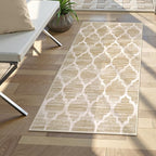 Lahome Moroccan Runner for Hallway - 2x4 Area Rug Washable Non-Slip Soft Bathroom Runner Ultra-Thin Small Kitchen Mat, Modern Print Distressed Floor Runners for Entryway Bedroom （(Taupe, 2'x4')