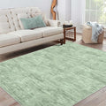 Garvee 5x7 Nursery Rug Washable Living Room Rug with Non Slip Backing, Stain Resistant Non Shedding Modern Solid Floor Cover Foldable Soft Thin Mats for Dining Room, Bedroom, Green
