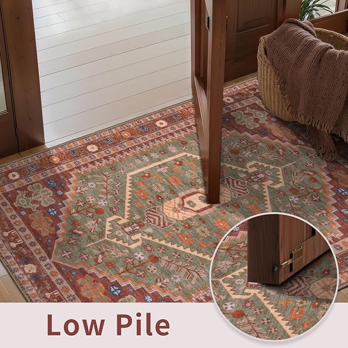 Ciicool Washable 2x8ft Runners Area Rug for Hallways, Ultra Soft Boho Runner Non-Slip Vintage Oriental Long Carpet for Kitchen Bedroom Laundry Bathroom