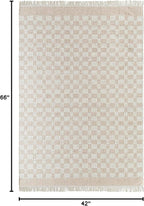 Mark&Day Wool Rugs, 4x6 Clinten Solid and Border Tan Checkered Rug, Tan Ivory Carpet for Living Room, Bedroom or Kitchen (3'6" x 5'6")