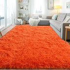 Area Rugs for Living Room, Soft Shaggy Carpets for Living Room, Fuzzy Rugs for Kids' Room, Perfect Decor for Modern Home Orange 9x12 Feet