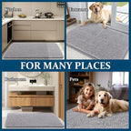 OLANLY Dog Door Mat for Muddy Paws 36x24, Absorbs Moisture and Dirt, Absorbent Non-Slip Washable Doormat, Quick Dry Chenille Mud Mat for Dogs, Entry Indoor Entryway Carpet for Inside Floor, Light Grey