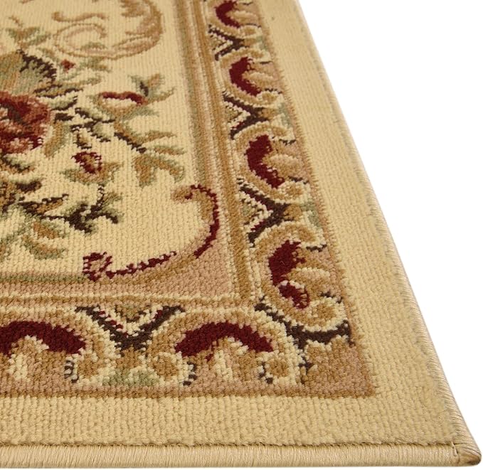 Rugs.com Chateau Collection Rug – 10 Ft Square Cream Medium Rug Perfect for Living Rooms, Kitchens, Entryways