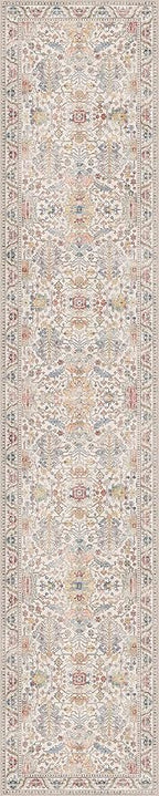 Bavni Runner Rug, Machine Washable Rugs for Bedroom 2x10, Non Slip Boho Rugs with Rubber Backing, Ultra-Thin Folable Rug Runner for Hallways Bathroom, Retro Multi
