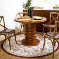 jinchan Elora 6ft Floral Round Rug for Dining Room Washable Living Room Rug Vintage Romance Design Non Slip Indoor Floor Cover Lightweight Low-Profile Throw Carpet for Bedroom Porch Patio, Red/Beige