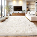 Cream White Plush Rug for Living Room Fuzzy Carpet for Bedroom Dorm, Non-Slip High Pile Rug, Shag Rug for Playroom Nursery Home Office Decor 5X7 Ft