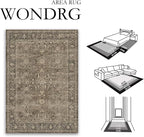 8x10 Brown Washable Area Rug for Living Room Bedroom Neutral Vintage Soft Non Slip Rug Low Pile Distressed Carpet for Dining Room Nursery Office Indoor