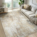 Washable Area Rugs 6'x8' Non-Slip Modern Abstract Soft for Living Room Entryway Bedroom Nursery, Print Pattern, Neutral Brown Gray