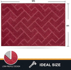 PURRUGS Easy Care Area Rug 6ft x 9ft, Non-Slip Machine Washable Entry Rug, Dog Door Mat, Stain Resistant Accent Rug for Hallway, Bedroom, Living Room and Mudroom, Cherry Red