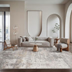 GENIMO Washable 8x10 Area Rugs for Living Room, Non Slip Modern Abstract Rug, Machine Washable Stain Resistant Low Pile Soft Carpet for Bedroom, Dining, Office, Light Grey Brown