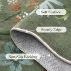 Lahome Floral Hallway Runner Rug Non Slip, 2'6''x10' Washable Runner Rug Soft Ultra-Thin Soft Kitchen Runners for Hallways, Distressed Carpet for Entryway Bathroom(Green)