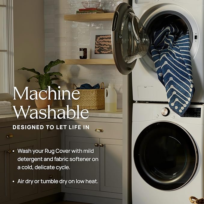 RUGGABLE Washable Vintage Area Rug – Verena Teal Blue 10x14, Stain-Resistant, Non-Slip – Large Machine Washable Rugs for Living Room, Bedroom, Hallway, Entryway & Office–with Standard Pad