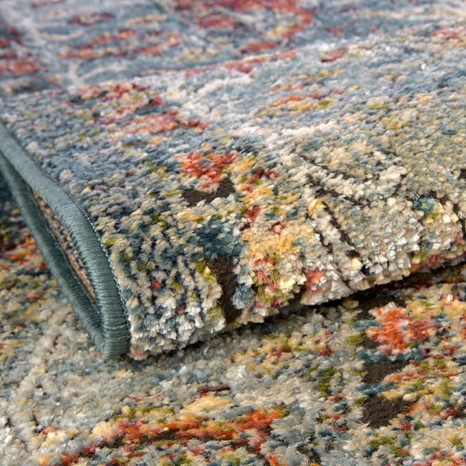 Unique Loom Isabella Collection Area Rug - Rossellini (2' x 8' Runner, Blue/ Beige)