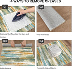 Modern Abstract Runner Rug 2x12, Green Mustard Multi Washable Long Kitchen Runner Non-Slip Soft Hallway Rug Runner Thin Print Faux Wool Carpet for Entryway Bedroom Laundry Room Indoor