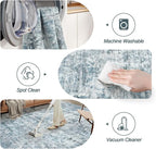 7x9 Area Rug for Living Room Washable Abstract Vintage Soft Thin Indoor Floor Non-Slip Carpet for Bedroom Dining Room Blue Grey