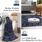 Wonnitar Moroccan Washable 9x12 Rug, Large Blue Rugs for Bedroom, Non-Slip Soft Living Room Area Rug, Boho Non-Shedding Ultra-Thin Floor Carpet for Dining Guest Room Home Office (Blue,9'x12')