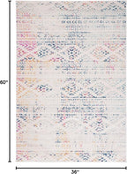 SAFAVIEH Area Rug 3x5 - Tulum Collection - Ivory & Blue, Moroccan Boho Tribal Design, Non-Shedding & Easy to Clean, Ideal for Entryway, Foyer, Accent Space, Bedroom (TUL272C)