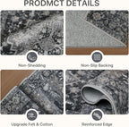 Runner Rug 2'6''x6, Machine Washable Runners, Non Slip Vintage Hallway Runner Rugs, Low Pile Lightweight Mat for Entryway, Hallway, Kitchen and Corridor, Dark Gray