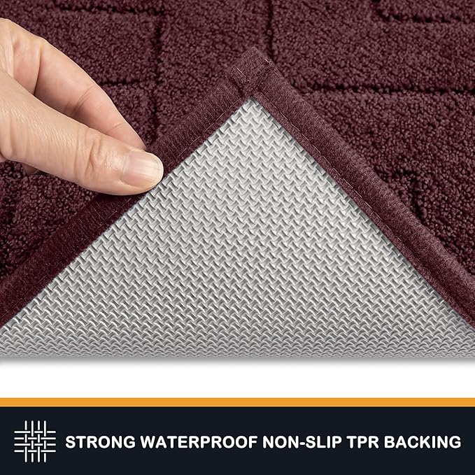 PURRUGS Dirt Trapping Door Mat 24" x 59", Non-Slip Machine Washable Entry Rug, Shoe Scraper, Dog Doormat, Super Absorbent Welcome Mat for Front & Back Door, Muddy Wet Shoes & Paws, Burgundy Red