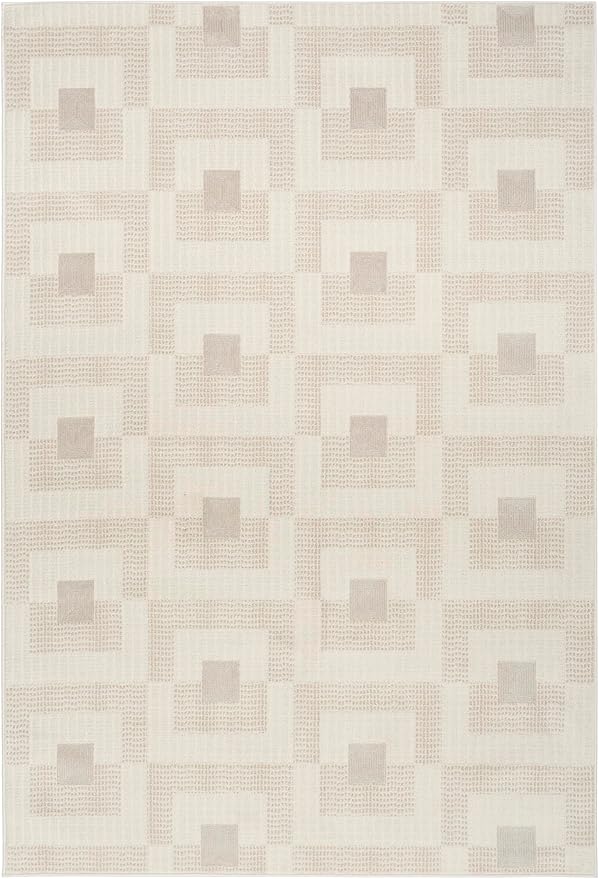 Nourison Home Nordic Ivory Beige 4' x 6' Area Rug - Easy Clean, Non Shedding, Bed Room, Living Room, Dining Room, Kitchen (4' x 6')