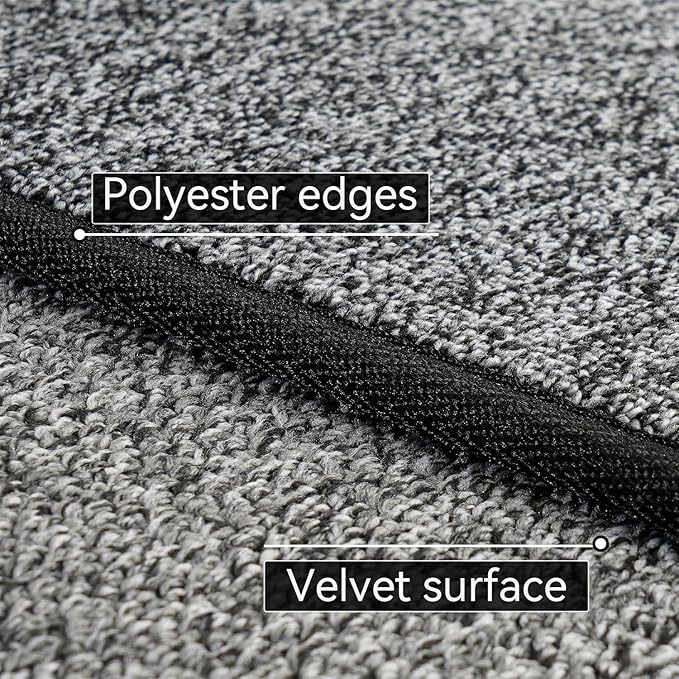 Area Rug with Non Slip Rubber Backing, Washable Soft Floor Carpet for Living Room, Kitchen, Entryway Indoor, Bedroom, Laundry, Low Pile Area Rugs, Solid Color with Pointillism Style, 3 * 5 ft Black