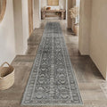 Black Runner Rug 2x12 Vintage Area Carpet Hallway Long Indoor Kitchen Washable Living Room Low Pile Traditional Distressed Retro Accent Throw Rug Non Slip Laundry Bathroom Office Dining Room