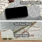 2x3 Machine Washable Area Rug for Entryway, Brown White Vintage Moroccan Rug Non-Slip Low Pile Soft Faux Wool Small Carpet, Kids and Pets Friendly for Bedroom Kitchen Hallway Home Decor Rug