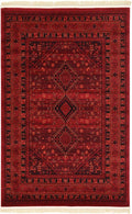 Unique Loom Tekke Collection Area Rug - Sheibani (4' 1" x 6' 1" Rectangle Red/Black)