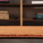 Eyely UES100M-9SQ Haze Solid Low-Pile Orange 9' Square Area Rug, Pet Friendly, Stain Resistant, Easy Cleaning, for Bedroom, Living Room, Kitchen