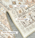 zesthome 6x9 Area Rug, Super Soft Washable Rugs for Living Room, Non-Slip Stain Resistant Vintage Rugs, Ultra-Thin Large Area Rugs