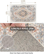 Enkor Area Soft Rugs 8x10 Washable Non Slip Boho Floor Rugs for Living Room Bedroom, Vintage Style Farmhouse Mat for Kitchen Entryway Orange & Black