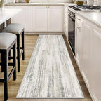 MUJOO Washable Runner Rug 2x6,Modern Abstract Area Rugs for Hallways Kitchen Bedroom Entryway Bathroom Laundry,Non Slip Carpet Long Mat Indoor,Low Pile Throw Rug Accent Neutral Beige and Grey
