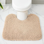 Beige Toilet Rug 22x24 Non Slip Fluffy Toilet Floor Mat U Shaped Washable Bathroom Contour Rug for Toilet Absorbent Thick Toilet Carpet