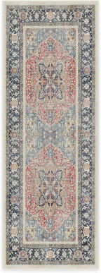 RUGGABLE Washable Vintage Runner Rug – Kamran Cayenne Red 2.5x7, Stain-Resistant, Non-Slip Hallway Runner – Machine Washable Rug for Hallway, Entryway, Living Room & Kitchen–with Standard Pad