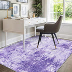 Washable Area Rugs 8'x10' Non-Slip Modern Abstract Soft for Living Room Entryway Bedroom Nursery, Print Pattern, Purple Gray Pink White