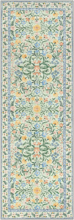 Lahome Washable Runner Rug 2x6, Boho Bathroom Rug Runner, Vintage Floral Soft Thin Indoor Throw Carpet for Entryway Bedroom Hallway Bath Laundry Room, Green/Multi