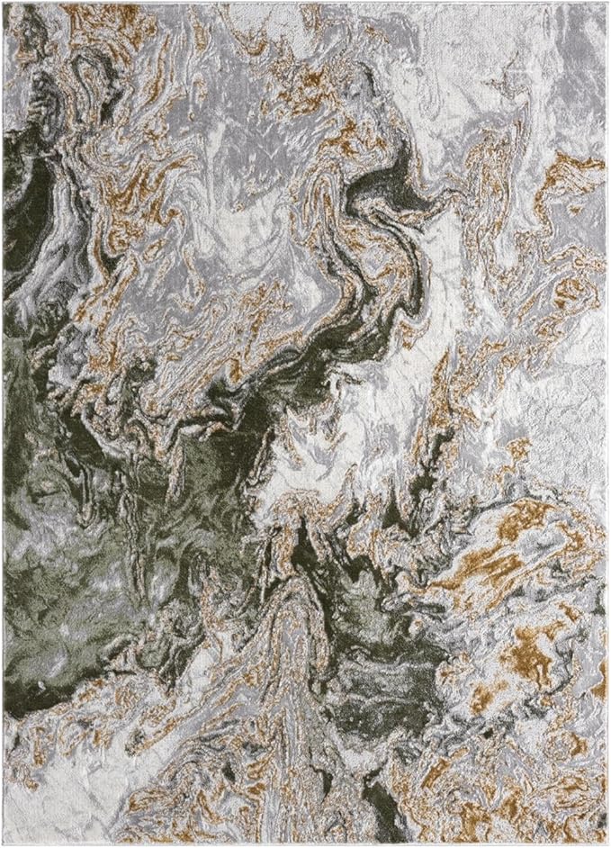 LUXE WEAVERS Marble Swirl Abstract Area Rug, Green 4x5