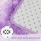 duduta Purple Plush Rugs for Bedroom 3x5 ft, Tie Dye Fluffy Shag Rug for Dorm Nursery Bedside, Machine Washable Non Slip